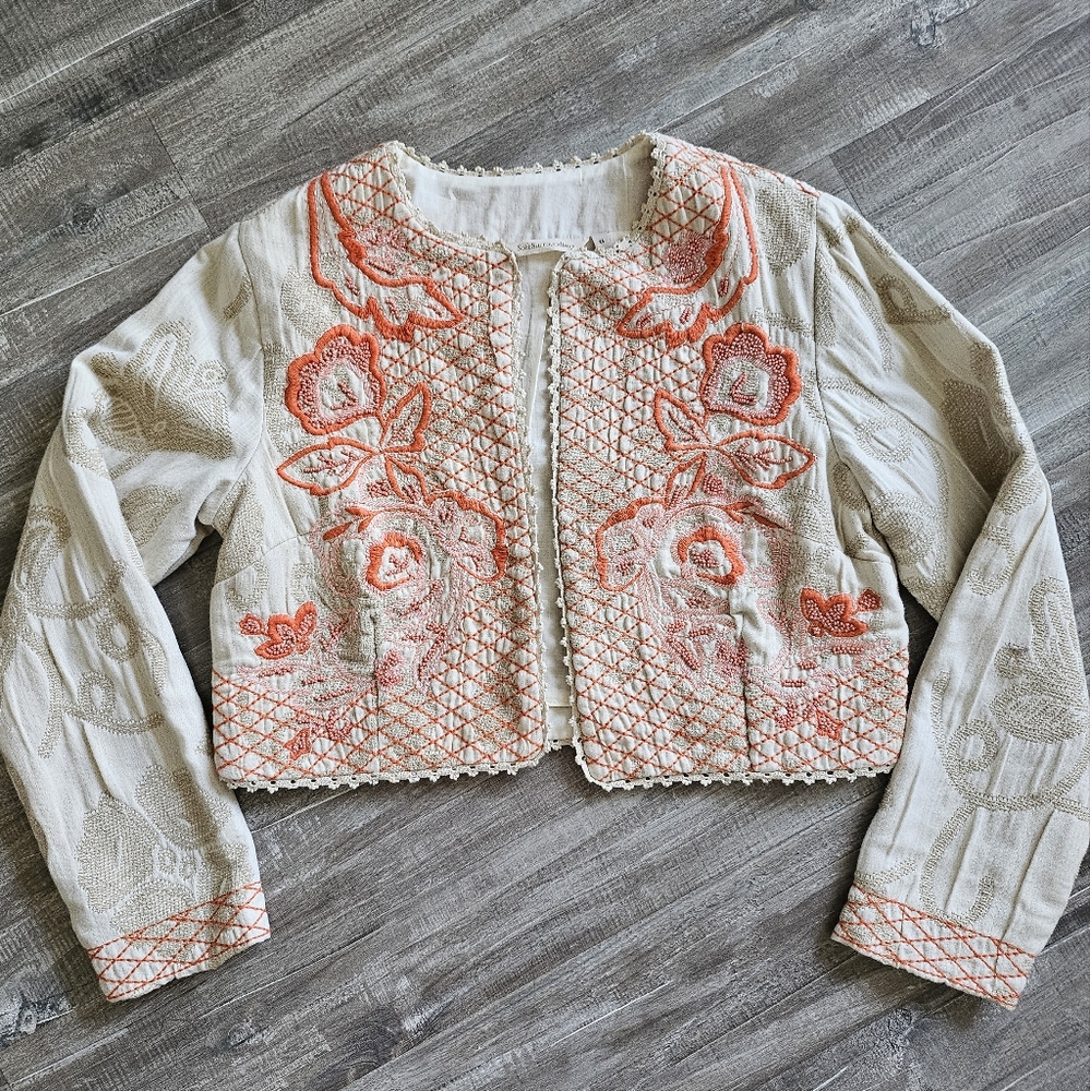 Soft surroundings embroidered jacket size S